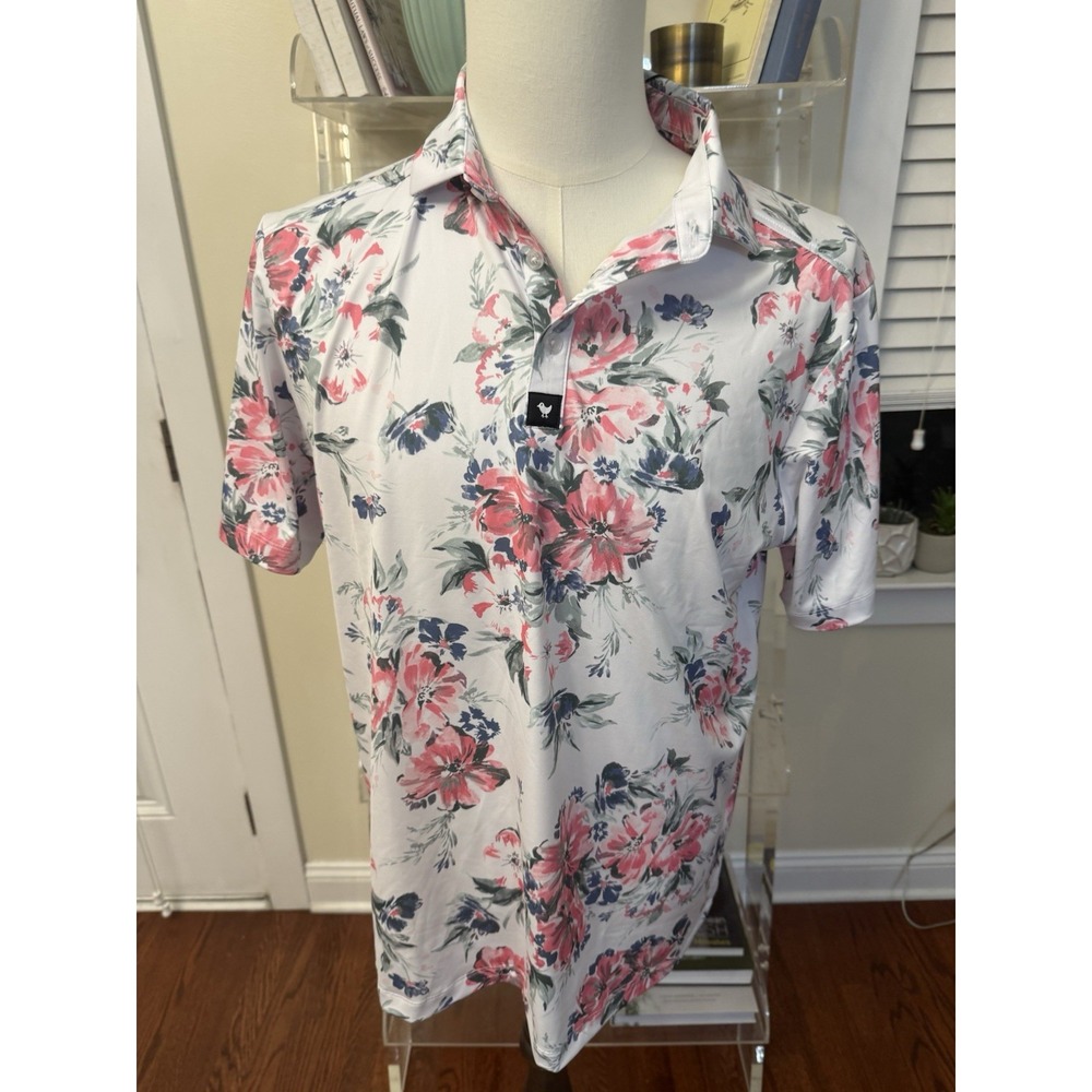 Bad Birdie Men's Golf Shirt Top Floral Medium New NWT
